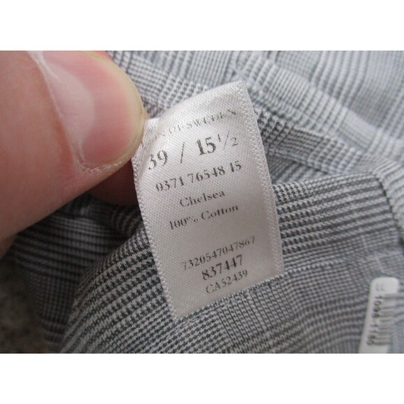 Eton Shirt Adult Medium Slim 39 15 1/2 Gray Plaid Long Sleeve Button Up Mens - Picture 5 of 11